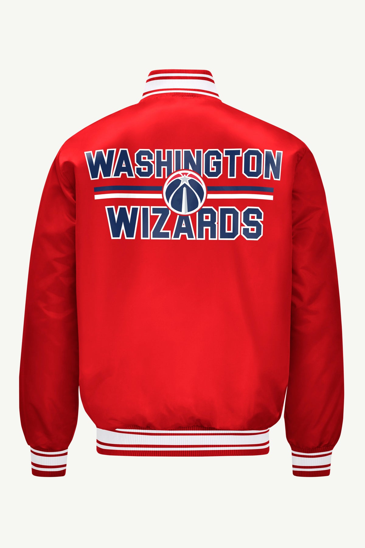 MENS WASHINGTON WIZARDS MESH LOOK SATIN VARSITY JACKET - Red