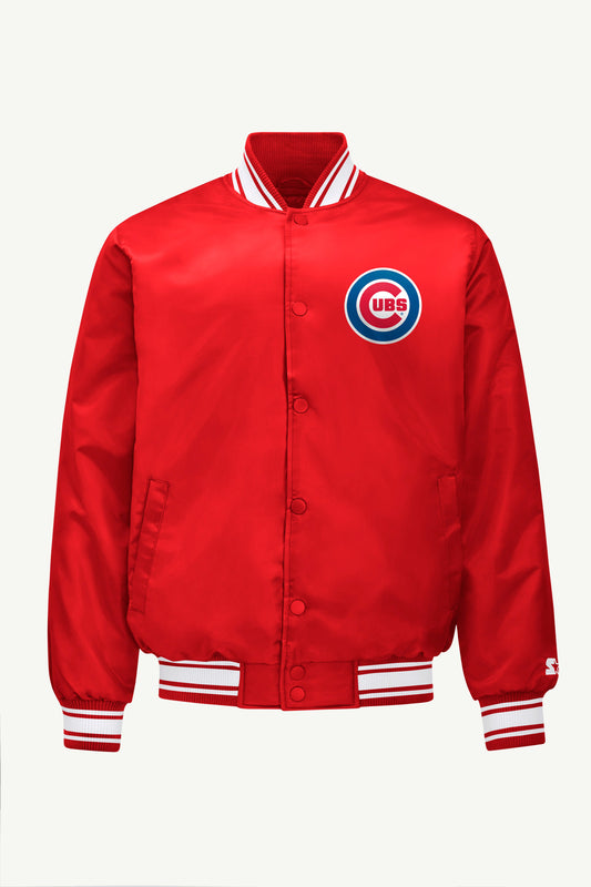 MENS CHICAGO CUBS SATIN VARSITY JACKET - Red