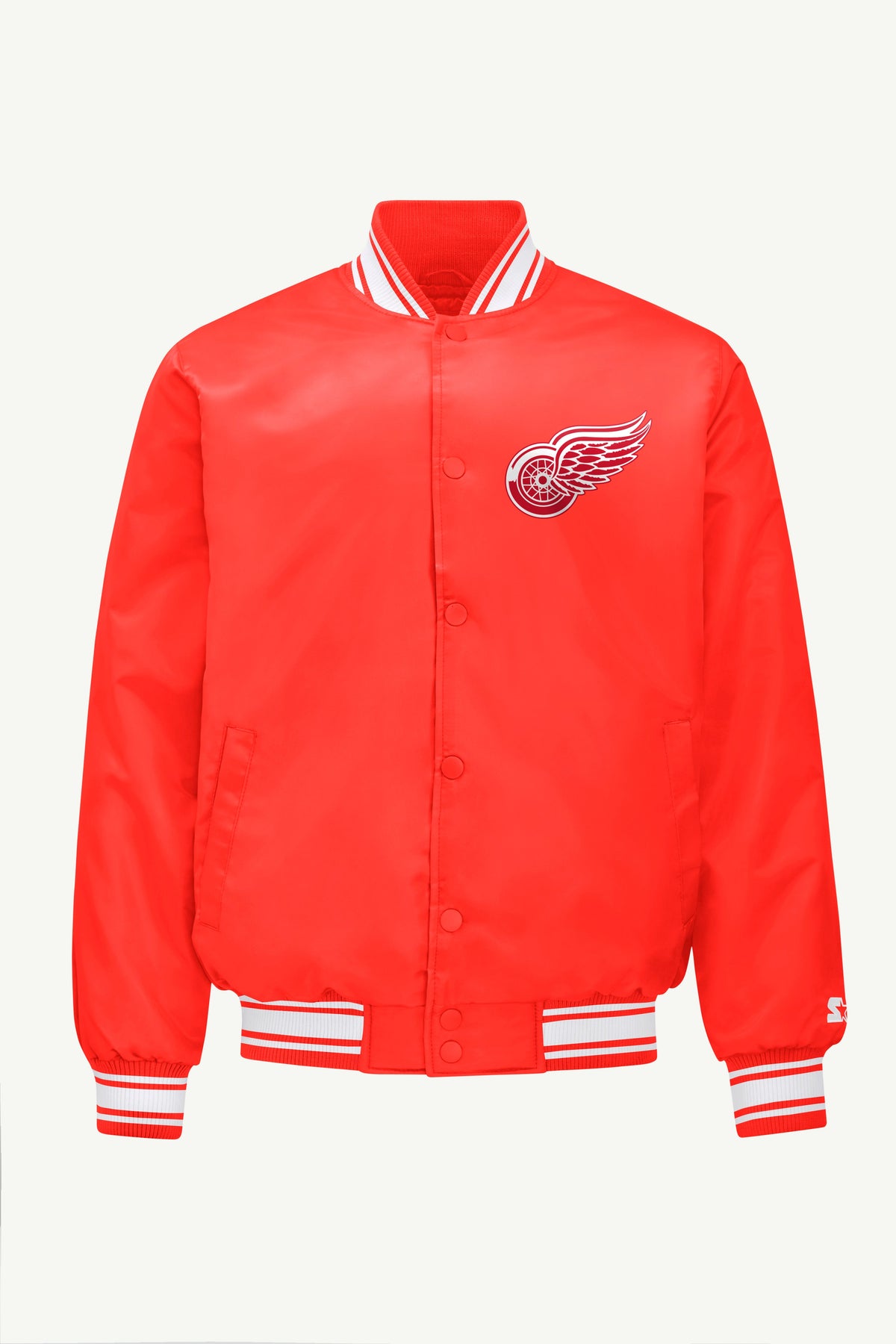 MENS DETROIT RED WINGS TRIANGLE SATIN VARSITY JACKET - Red