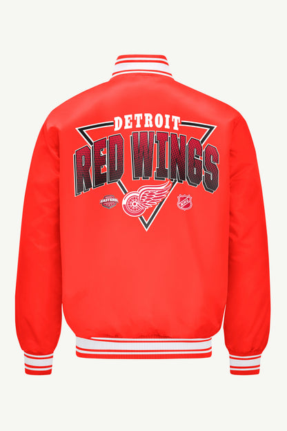 MENS DETROIT RED WINGS TRIANGLE SATIN VARSITY JACKET - Red